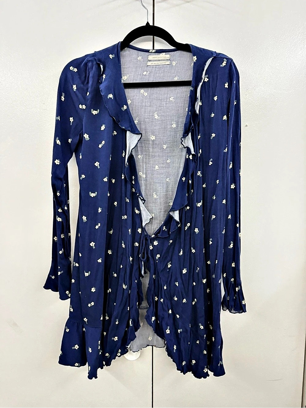 Urban Outfitters Blue Floral Ruffle Wrap Dress S-P